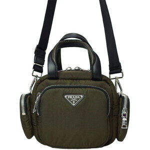Prada Tessuto Nylon Pocket Top Handle Cargo Bag Green